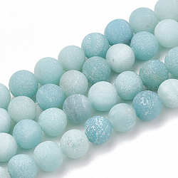 Chapelets de perles en amazonite naturelle, mat, Grade a, ronde, 6~6.5mm, Trou: 1mm, Environ 63 pcs/chapelet, 15.5 pouce