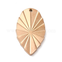 Ion Plating(IP) 304 Stainless Steel Pendants, Leaf Charm, Rose Gold, 30x18x2mm, Hole: 1.4mm