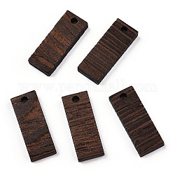 Colgantes de madera de wengué natural, sin teñir, dijes rectangulares, coco marrón, 23x9x3.5mm, agujero: 2 mm