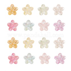 80pcs 8 couleurs perles acryliques transparentes, couleur ab , fleur, couleur mixte, 14.5x15.5x7mm, Trou: 1.8mm, 10 pcs / couleur