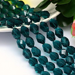 Граненый многогранник имитация австрийских кристаллов нити шарик, класс AAA, зелено-синие, 11x8 мм, отверстие : 0.9~1 мм, около 37 шт / нитка, 15.7 дюйм
