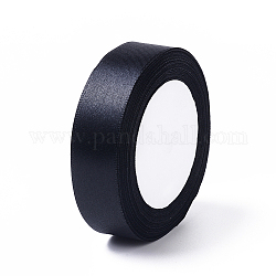 Satin Ribbon for DIY Garment Hairbow Accessory, Black, about 1 inch(25mm) wide, 25yards/roll(22.86m/roll)