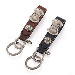 Biyun 2 pièces 2 couleurs fermoirs en cuir porte-clés, avec accessoires en alliage de zinc et fermoirs à manille, rectangle, couleur mixte, 13.5 cm, 1 pc / couleur