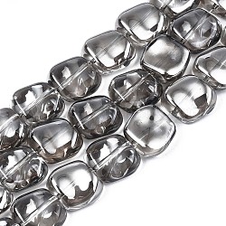 Placca perle di vetro filo, lustro di perla placcato, poligono, nero, 10.5x11~12x5~6mm, Foro: 1 mm, circa 60~61pcs/filo, 24.41 pollice ~ 25.20 pollici (62~64 cm)