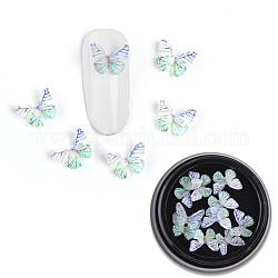 Cabochon in resina 3d, borchie per nail art, nail art accessori decorativi, farfalla, ciano chiaro, 7.5x7~8x2~3mm, 10pcs/scatola