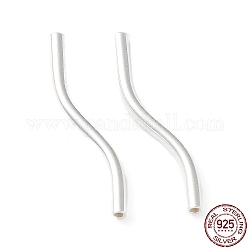 925 Sterling Silver Tube Beads, Wavy Tube Beads, Silver, 19.5x3.3x1.6mm, Hole: 1mm