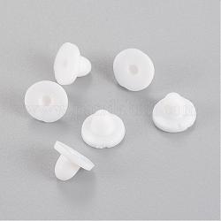 Rubber Clip on Earring Pads, Half Drilled, White, 6.5x6.5x5mm, Half Hole: 1.5mm