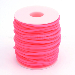 Hohlrohr PVC-Schlauch aus synthetischem Kautschuk, um weiße Kunststoffspule gewickelt, tief rosa, 3 mm, Bohrung: 1.5 mm, ca. 27.34 Yard (25m)/Rolle