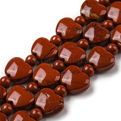 Natürliche rote Jaspis Perlen Stränge, Apfel, 9x10.5x5 mm, Bohrung: 1 mm, ca. 35 Stk. / Strang, 15.47''~15.67'' (39.3~39.8 cm)