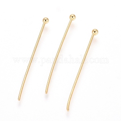 304 Stainless Steel Ball Head Pins, Real 24k Gold Plated, 25x0.8mm, 20 Gauge, Head: 2mm