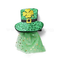 Saint Patrick's Day Sequins Felt Alligator Hair Clips, with Iron Clips, for Girl Child, Hat, 100x55x15mm