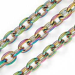 Revestimiento iónico (ip) 304 cadenas portacables de acero inoxidable, sin soldar, con carrete, color del arco iris, 8x6x1.5mm, aproximadamente 32.8 pie (10 m) / rollo