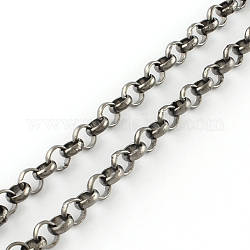 Iron Rolo Chains, Belcher Chain, Unwelded, with Spool, Gunmetal, 8x2.5mm, about 82.02 Feet(25m)/roll