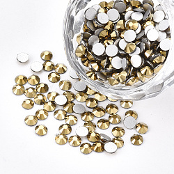 Glass Rhinestone Flat Back Cabochons, Back Plated, Faceted, Half Round, Aurum, SS10, 2.7~2.8x1mm, about 1440pcs/bag
