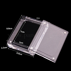 Caja de regalo de joyería de acrílico transparente con cierres magnéticos, Rectángulo, Claro, 8.8x6.9x2.3 cm