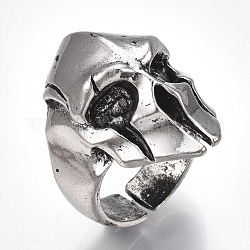 Anillos del dedo del manguito de la aleación, anillos de banda ancha, cráneo, plata antigua, nosotros tamaño 8 1/2 (18.5 mm)