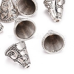 Coupelles en alliage de cône de style tibétain, embouts pour la fabrication de bijoux, argent antique, 13x12mm, Trou: 2~10mm