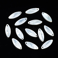 Pendenti shell bianco naturale, Petaline, 13x5x1.5mm, Foro: 1 mm