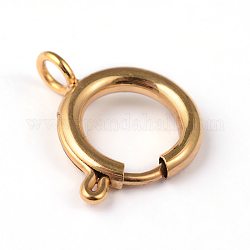 Revestimiento iónico (ip) 304 cierres de anillo de resorte de acero inoxidable, dorado, 22x20x3mm, agujero: 3 mm