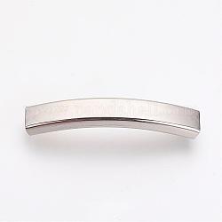 201 Stainless Steel Slide Charms, Polished, Rectangle, Stainless Steel Color, 41x6.5x4.5mm, Hole: 5.5x3mm