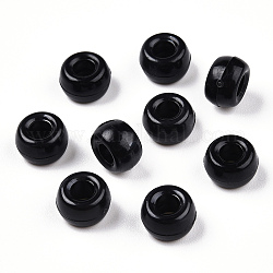 Perles plastiques opaques, baril, noir, 9x6mm, Trou: 3.8mm, environ 1950 pcs/500 g