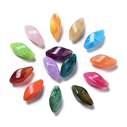 Granos de imitación de acrílico de piedras preciosas,  torcedura, color mezclado, 33 mm de largo, 14 mm de ancho, 14 mm de espesor, agujero: 2.5 mm, aproximamente 129 unidades / 500 g
