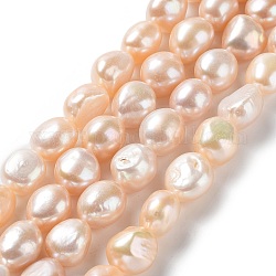 Brins de perles de culture d'eau douce naturelles, poli des deux côtés, Note 4 un, couleur de coquillage, 12~13x11~12x8~9mm, Trou: 0.6mm, Environ 29~31 pcs/chapelet, 14.96'' (38~39 cm)