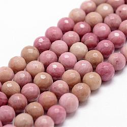 Natur Rhodonit Perlen Stränge, facettiert, Runde, 10 mm, Bohrung: 1 mm, ca. 37 Stk. / Strang, 14.9 Zoll ~ 15.1 Zoll