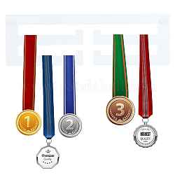 Détenteurs de médailles de fer, 2 ligne, Décorations pour la maison, avec joints en plastique, vis et cheville d'ancrage, blanc, titulaire: 320x100x1.5mm