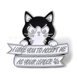 Épingles en émail de chat de style dessin animé, badge en alliage de platine pour hommes femmes, blanc, 26.5x29x1.5mm