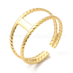 304 двухслойное открытое кольцо-манжета из нержавеющей стали для женщин, реальный 14k позолоченный, внутренний диаметр: 18 мм