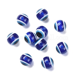 Redondas abalorios de resina mal de ojo, azul medio, 10x9mm, agujero: 1.8~2 mm