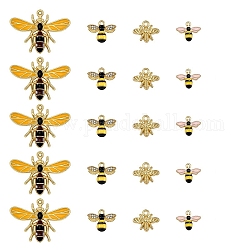 20шт 4 стильные подвески из сплава со стразами, с эмалью, шершень и пчела и шмель, золотые, разноцветные, 10x15 мм, 5шт / стиль