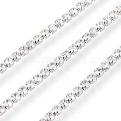 304 Stainless Steel Rhinestone Strass Chains, with Spool, Rhinestone Cup Chains, Unwelded, Stainless Steel Color, 2x2x2mm, about 32.8 Feet(10m)/roll