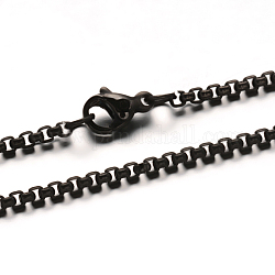 304 Edelstahl Box Kette Halsketten, mit Karabiner verschlüsse, Elektrophorese schwarz, 23.81 Zoll (60.5 cm), 2 mm
