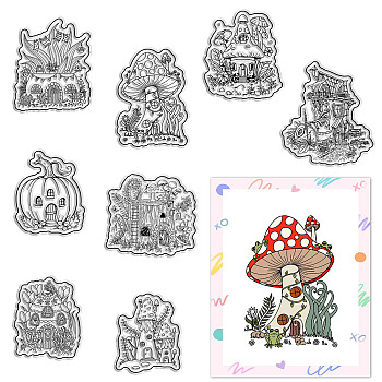 CRASPIRE Mushroom Clear Stamps Plant Pumpkin Silicone Stamp Seal Transparent Silicone Stamps for Journaling Card Making DIY Scrapbooking Handmade Photo Album Notebook Decor DIY-WH0439-0093