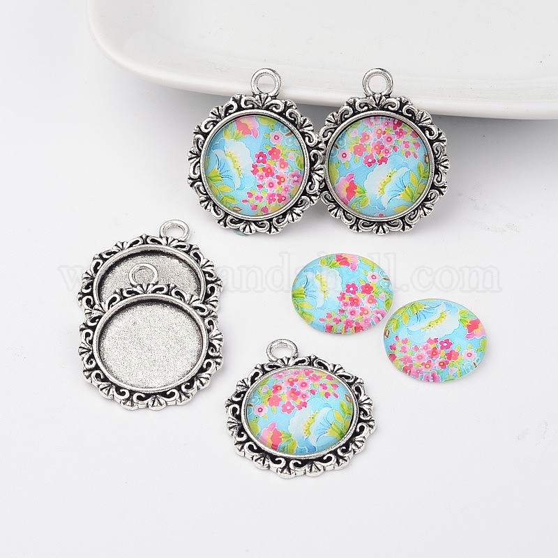 UNICRAFTALE 30 Sets 5 Stile Cabochon Anhänger 304 Edelstahl Anhänger