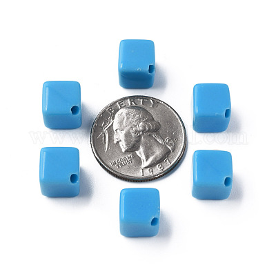 20 13mm Opaque Sky Blue Plastic Dice Beads