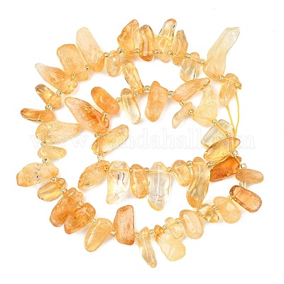 Нити из нагретых натуральных цитриновых бусин&nbsp;G-F821-C04-01-1
