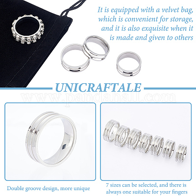 Wholesale Unicraftale 21Pcs 7 Size 201 Stainless Steel Ring Core Blank for  Inlay Jewelry Making 