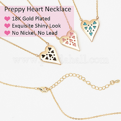 3 Pendentifs Fantaisie Coeur Strass - Métal Doré - Occasion - Bijoux
