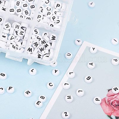 PandaHall Elite 7mm Cube Acrylic Letter Beads White Alphabet Beads with  Colorful Letters for DIY Bracelets and Necklaces, about  1000pcs/bag–Beebeecraft.com