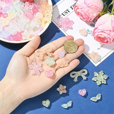 180 шт. 6 вида прозрачных акриловых бусин с эффектом кракле&nbsp;OACR-YW0004-30-1