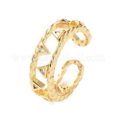 Открытые манжеты из латуни с микро-паве и кубическим цирконием для женщин RJEW-U026-05G-04-1