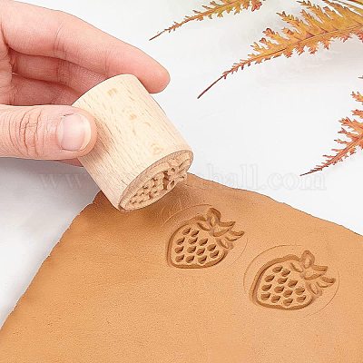 Beavorty 7Pcs Wood Pottery Tools Stamps Wooden Clay Pottery Stamps Column  Wooden Stamps Natural Wood Stamps for Clay Art Valentines Day Easter Gift
