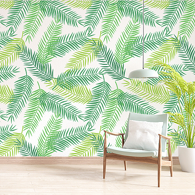 Leaves Stencil Tropical Wallpaper Pattern - Leaf stencil design