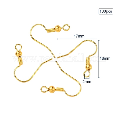 Латунные крючки для сережек&nbsp;KK-YW0001-28G-1