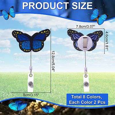 Wholesale Nbeads 8Pcs 8 Color Polyester Butterfly Badge Reel 