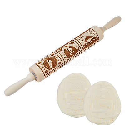 Rodillo de madera con patrón decorativo&nbsp;AJEW-WH0596-430B-1
