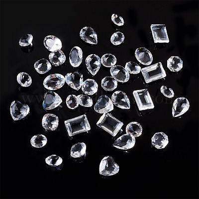 40 шт. 8 вида прозрачных стеклянных кабошонов со стразами&nbsp;RGLA-TA0001-08-1
